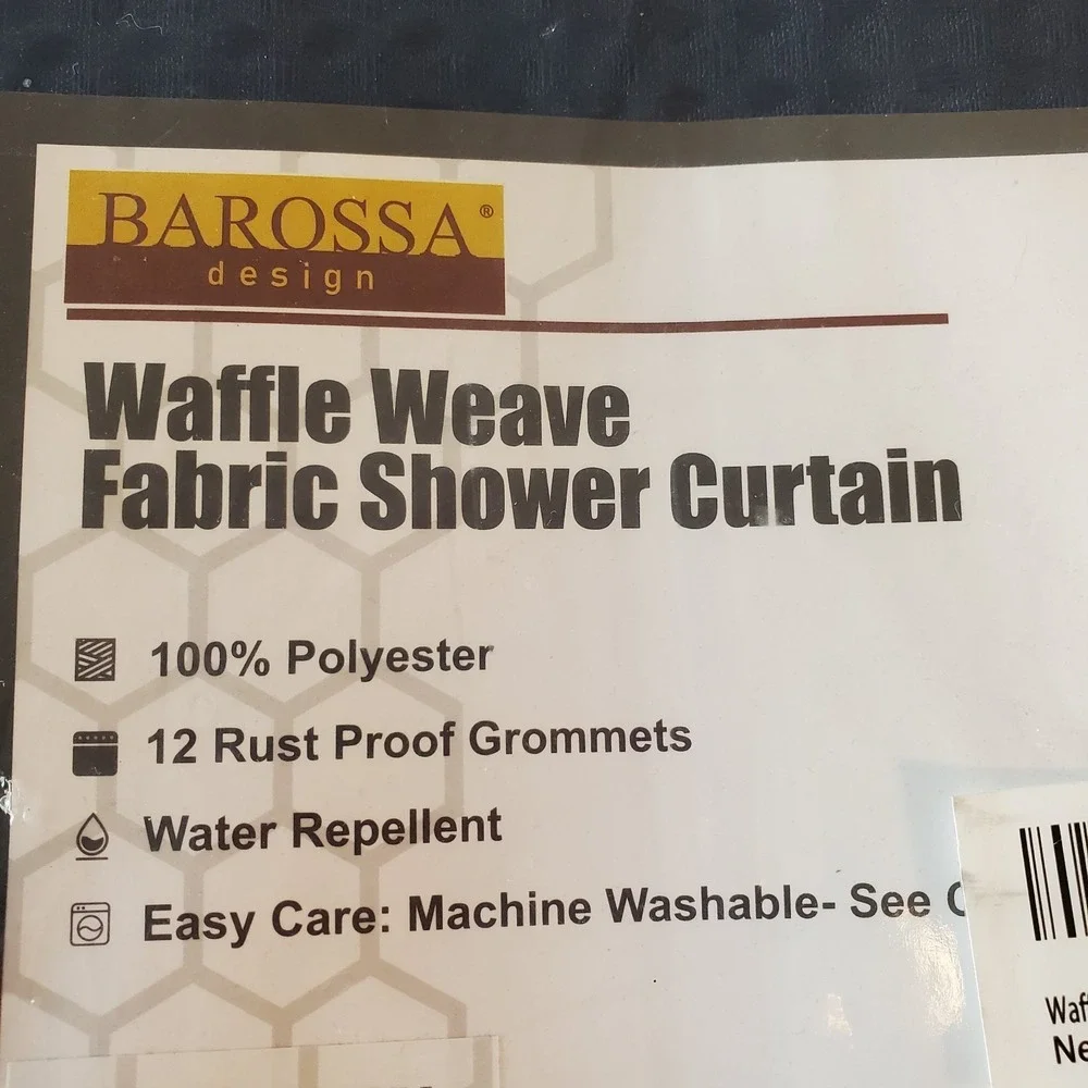 Barossa Waffle Weave Fabric Shower Curtain Navy 71
